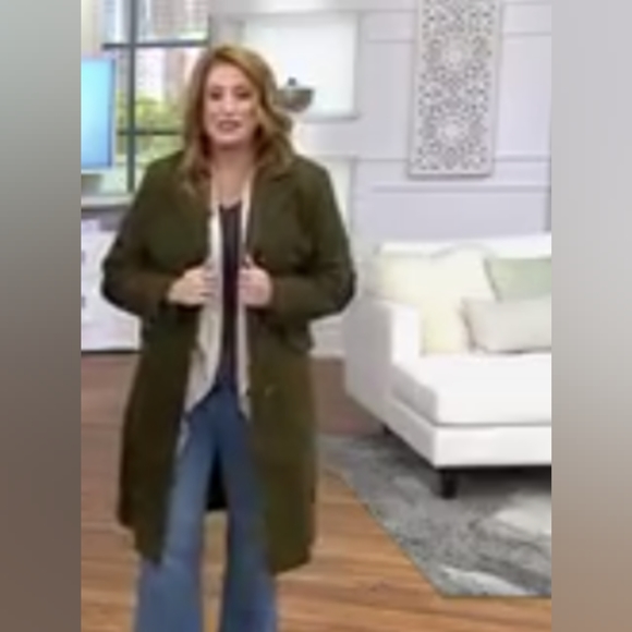 NEW Thread Collective Faux Wool Notch Collar Tailored Military Style Olive Green - Picture 6 of 13